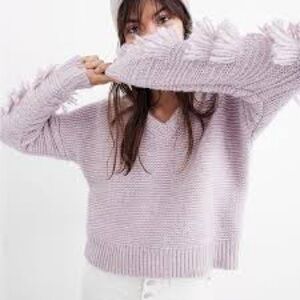 Madewell Women's Light Purple V-Neck Sweater